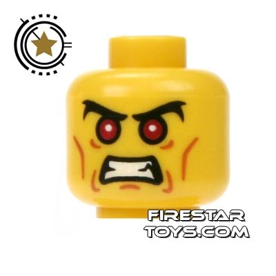 LEGO Mini Figure Heads - Angry Face - Red Eyes YELLOW