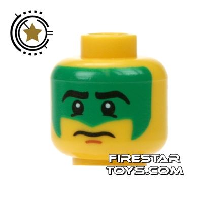 LEGO Mini Figure Heads - Green Warpaint YELLOW