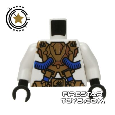 LEGO Mini Figure Torso - Exo Force Gold Panels WHITE
