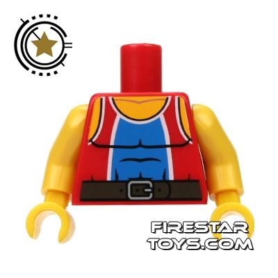 LEGO Mini Figure Torso - Team GB Weightlifter RED