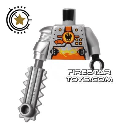 LEGO Mini Figure Torso - Magma Commander with Chainsaw Arm LIGHT BLUEISH GRAY