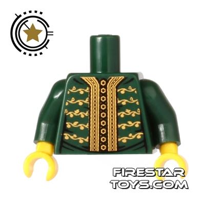 LEGO Mini Figure Torso - Decorative Green and Gold Jacket