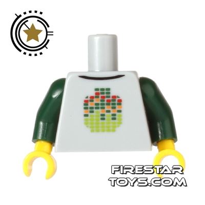 LEGO Mini Figure Torso - Pixelated Minifig Head Design LIGHT BLUEISH GRAY