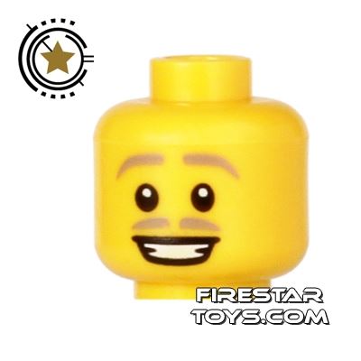 LEGO Mini Figure Heads - Blonde Moustache - Smile YELLOW