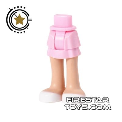 LEGO Friends Mini Figure Legs - Pink Layered Skirt and White Shoes BRIGHT PINK