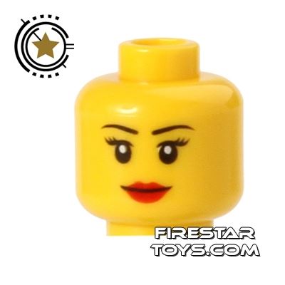 LEGO Mini Figure Heads - Red Lips - Smile YELLOW