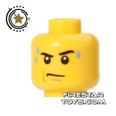 LEGO Minifigure Heads Frown with Sweat Drops