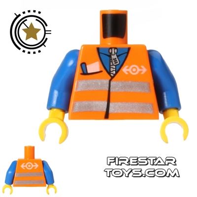 LEGO Mini Figure Torso - Train Driver - Orange Vest ORANGE