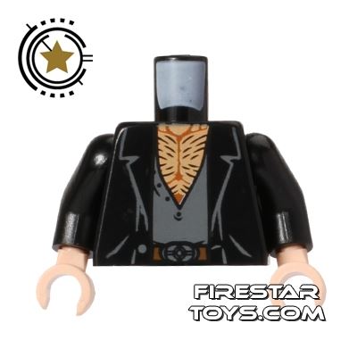 LEGO Mini Figure Torso - Open Shirt - Hairy Chest BLACK
