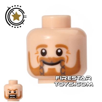 LEGO Mini Figure Heads - Beard and Braided Moustache LIGHT FLESH