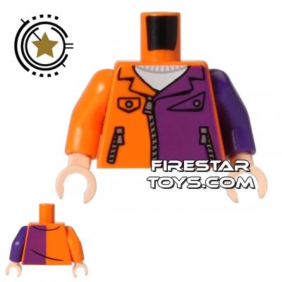 LEGO Mini Figure Torso - Orange and Purple Zip Up Jacket ORANGE