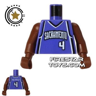 LEGO Mini Figure Torso - NBA Sacramento Kings - Player 4 VIOLET