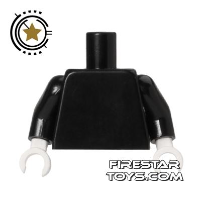 LEGO Mini Figure Torso - Plain Black - White Hands BLACK