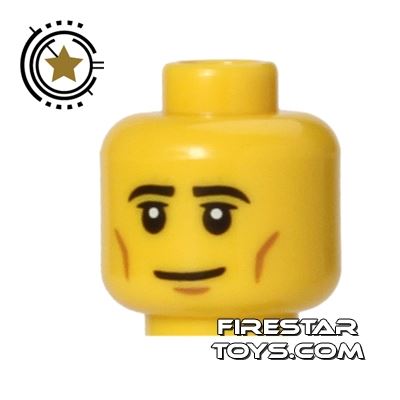 LEGO Mini Figure Heads - Smile - Cheek Lines YELLOW