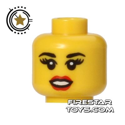 LEGO Mini Figure Heads - Red Lips - Long Eyelashes