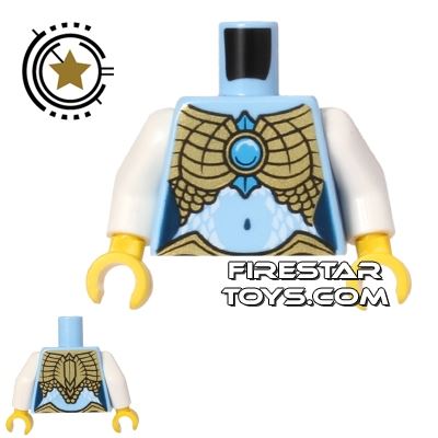 LEGO Mini Figure Torso - Eagle - Gold Armour and Jewel BRIGHT LIGHT BLUE