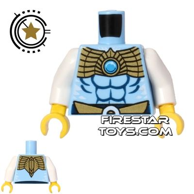 LEGO Mini Figure Torso - Eagle - Gold Armour and Jewel BRIGHT LIGHT BLUE