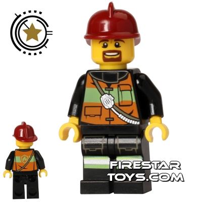 LEGO City Mini Figure - Fireman - Reflective Stripe Vest 