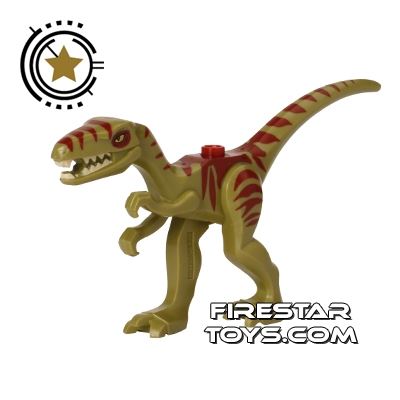 LEGO Animals Mini Figure - Dinosaur Coelophysis - Dark Red Markings OLIVE GREEN