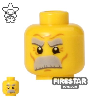 LEGO Mini Figure Heads - Thick Gray Moustache YELLOW