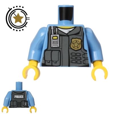 LEGO Mini Figure Torso - Police Shirt and Utility Vest DARK BLUEISH GRAY