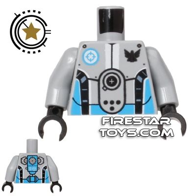 LEGO Mini Figure Torso - Galaxy Squad Robot Armour - Dark Azure LIGHT BLUEISH GRAY