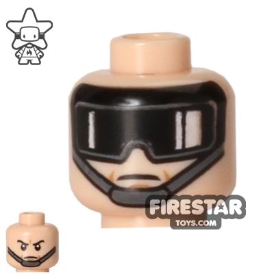 LEGO Mini Figure Heads - Black Goggles and Chin Strap LIGHT FLESH
