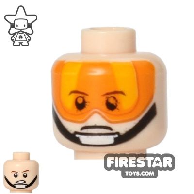 LEGO Mini Figure Heads - Star Wars Pilot - Orange Visor LIGHT FLESH