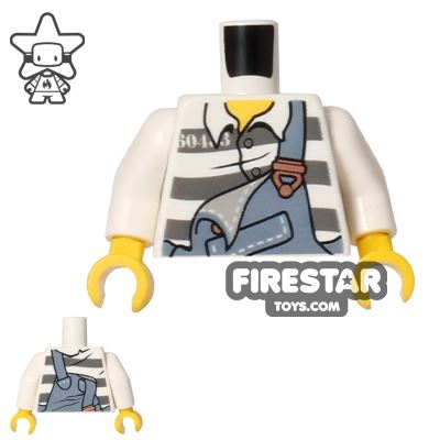 LEGO Mini Figure Torso - Torn Prisoner Overalls WHITE