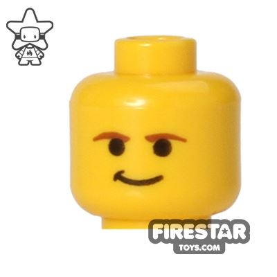 ☀️NEW Lego Minifigure Head Brown Stubble Brown Eyebrows Crooked Smile Cheek Line 
