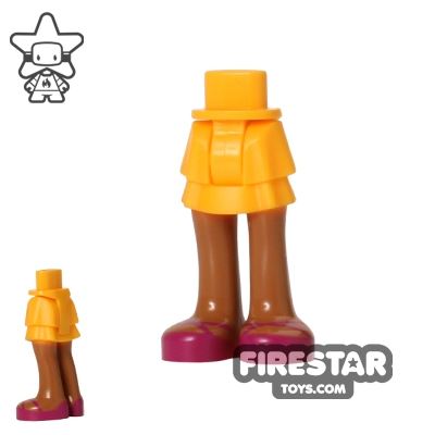 LEGO Friends Mini Figure Legs - Orange Layered Skirt BRIGHT LIGHT ORANGE