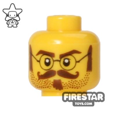 LEGO Mini Figure Heads - Glasses and Curly Moustache YELLOW