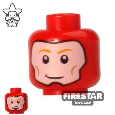 LEGO Mini Figure Heads - The Flash - Smile / Angry RED