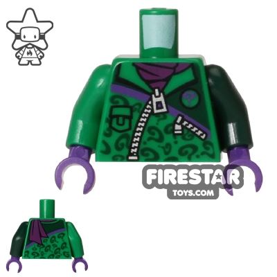 LEGO Mini Figure Torso - The Riddler - Zip up Jacket GREEN