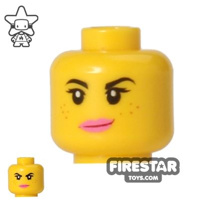 LEGO Mini Figure Heads - Determined Smile - Freckles YELLOW