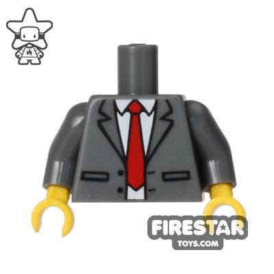LEGO Minifigure Torso Dark Gray Suit with Red Tie