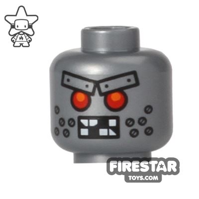 LEGO Mini Figure Heads - Angry Robot - Wiley Fusesbot FLAT SILVER