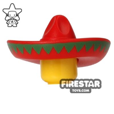 LEGO Mexican Sombrero Green Pattern RED