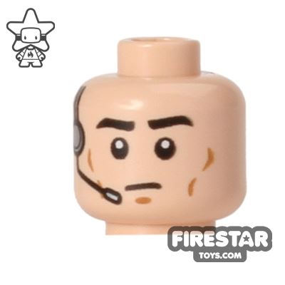 LEGO Mini Figure Heads - Headset - Frown LIGHT FLESH