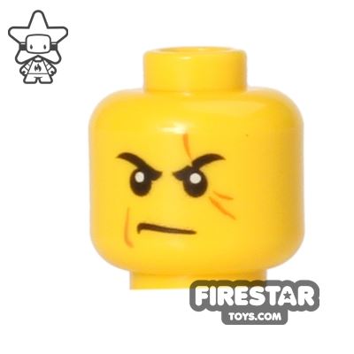 LEGO Mini Figure Heads - Angry - Eyebrow Scar