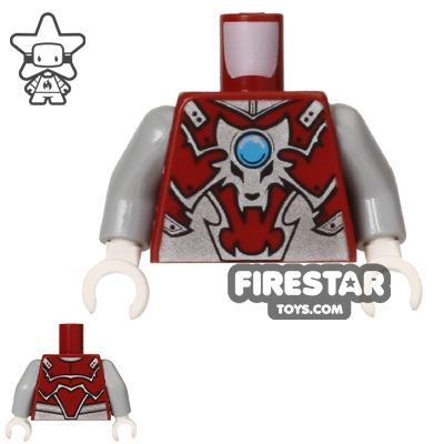 LEGO Mini Figure Torso - Wolf Fur - Silver Armour DARK RED