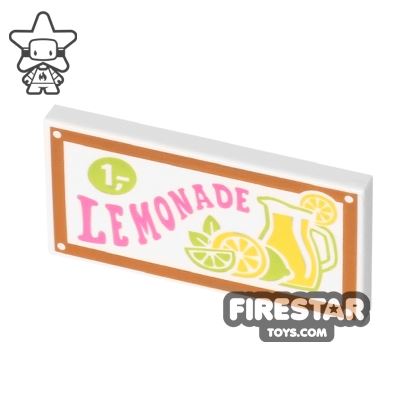 Printed Tile 2x4 - Lemonade Sign WHITE