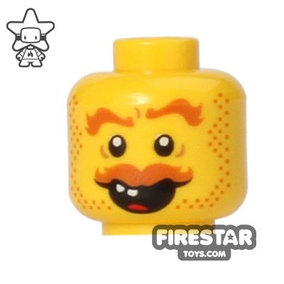 LEGO Mini Figure Heads - Goofy Smile - Moustache YELLOW