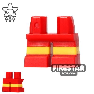 LEGO Mini Figure Legs - Short - Red Shorts with Yellow Stripes RED