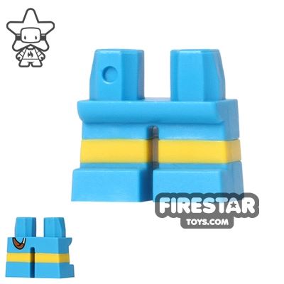 LEGO Mini Figure Legs - Short - Blue Shorts with Yellow Stripes and Catapult DARK AZURE