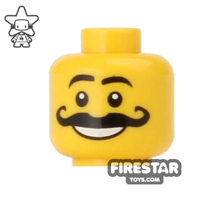 LEGO Mini Figure Heads - Curly Moustache and Big Grin