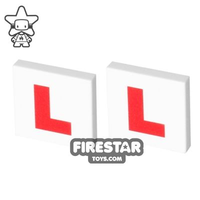 Custom Printed Tile 2x2 - Pair of L Plates - Learner Driver Plates WHITE