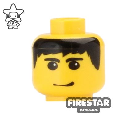 LEGO Mini Figure Heads - Black Hair And Smirk