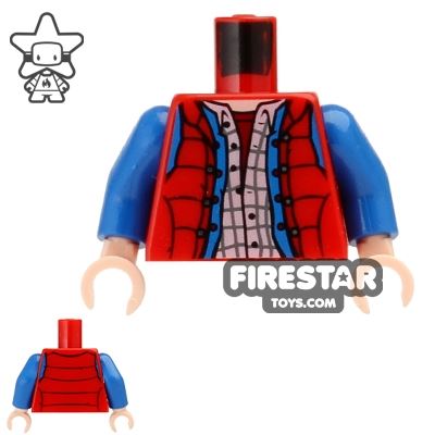 LEGO Mini Figure Torso - Marty McFly - Bodywarmer RED