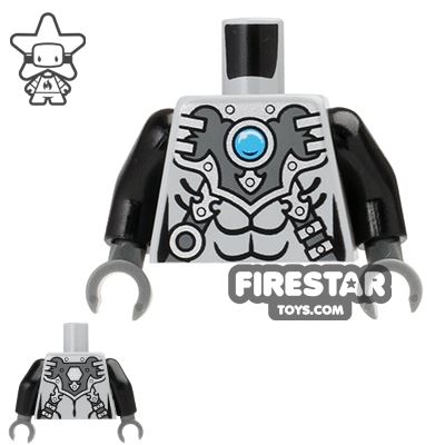 LEGO Mini Figure Torso - Gorilla - Silver Armour LIGHT BLUEISH GRAY